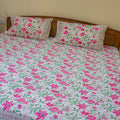 Pink and green leaf bedsheet 90x108