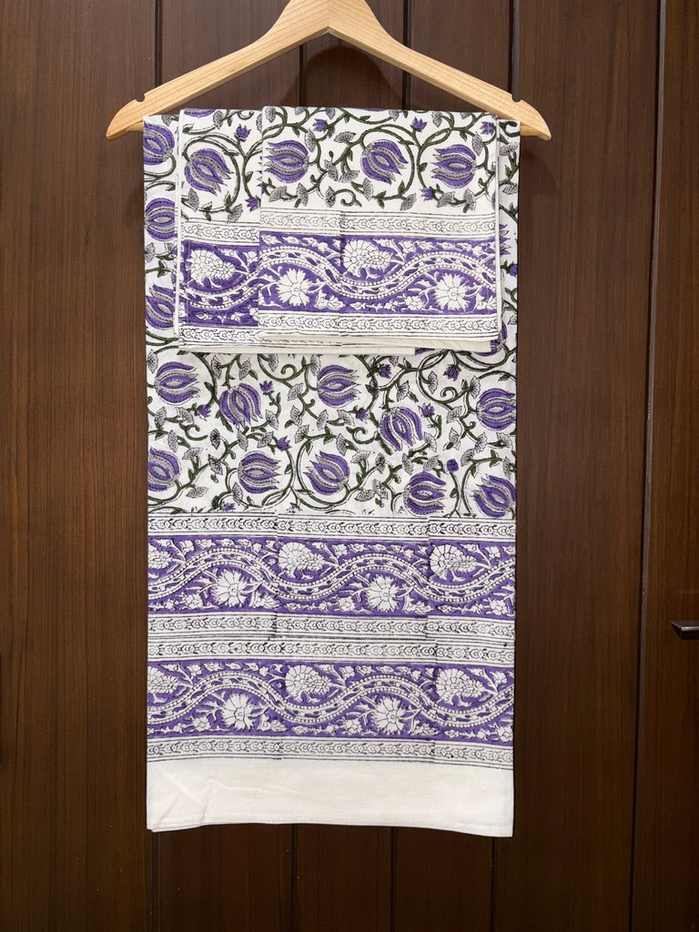 Premium bedsheet with purple and white pattern 