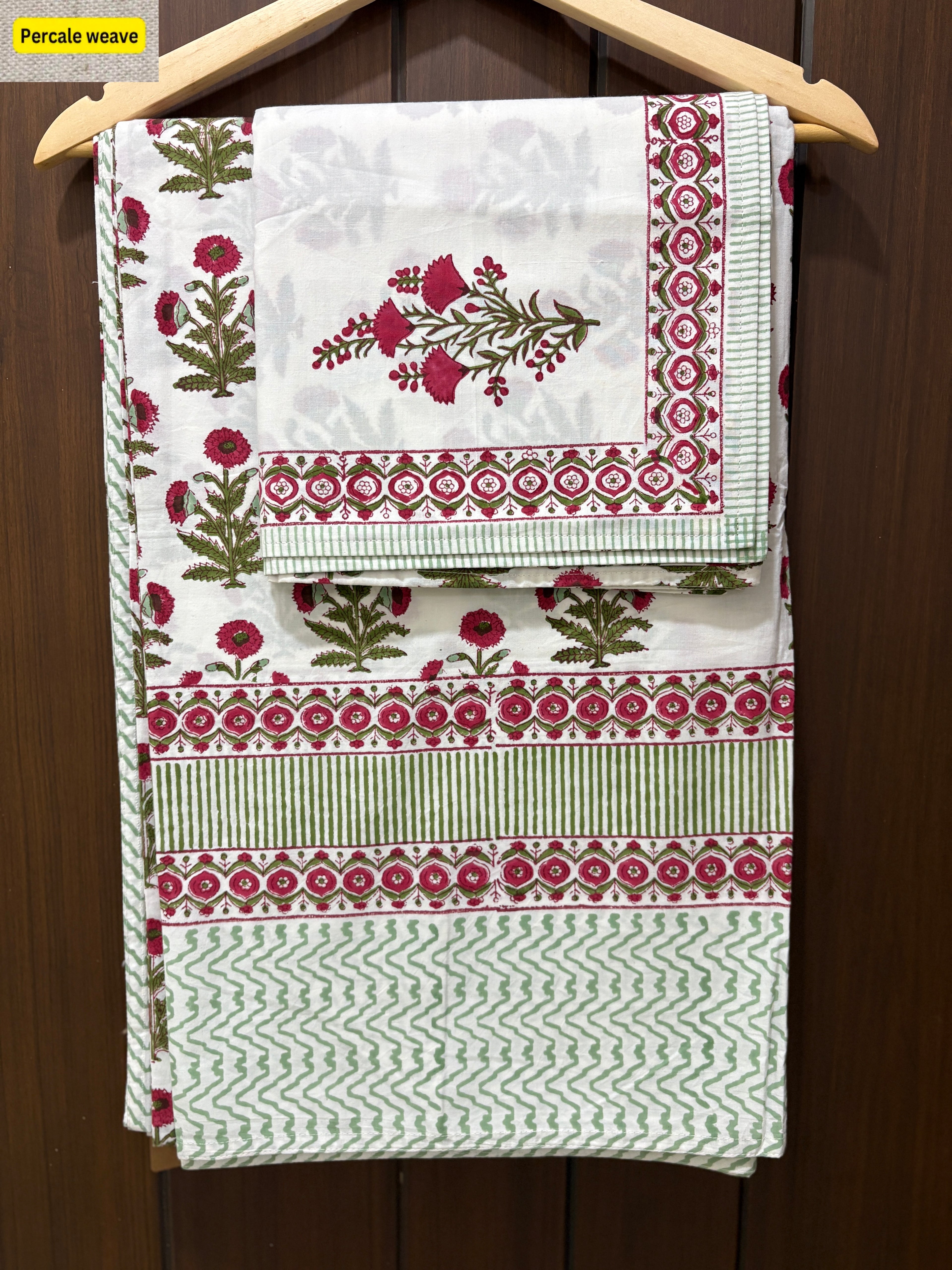 Floral and geometric patterned percale double bedsheet 108x108 (P4)